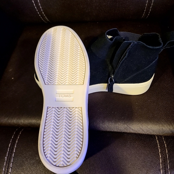 TOMS Womens Jamie Slip On Platform Sneakers Shoes Casual - Black Size 7.5 - Picture 2 of 4